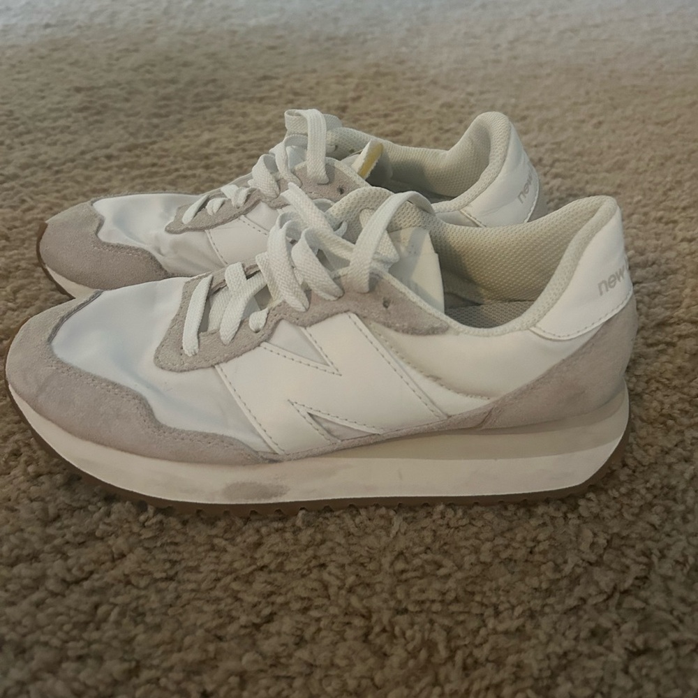New Balance White and Gray Retro Sneakers